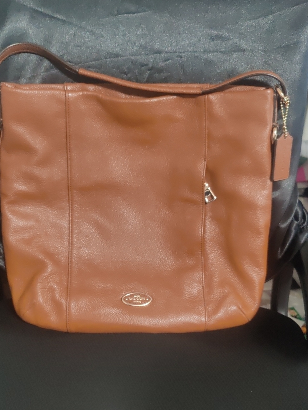 Coach Soft Leather Cognac Shoulder Bag – Vintage Brown Tote – Convertible D‑Ring